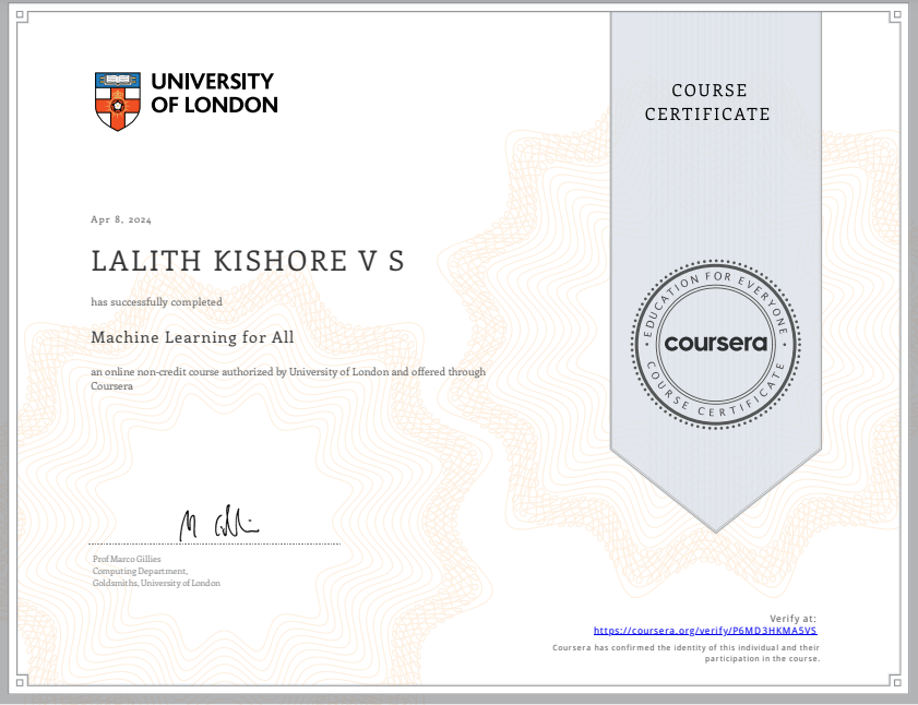 Machine Learning for All (University of London)